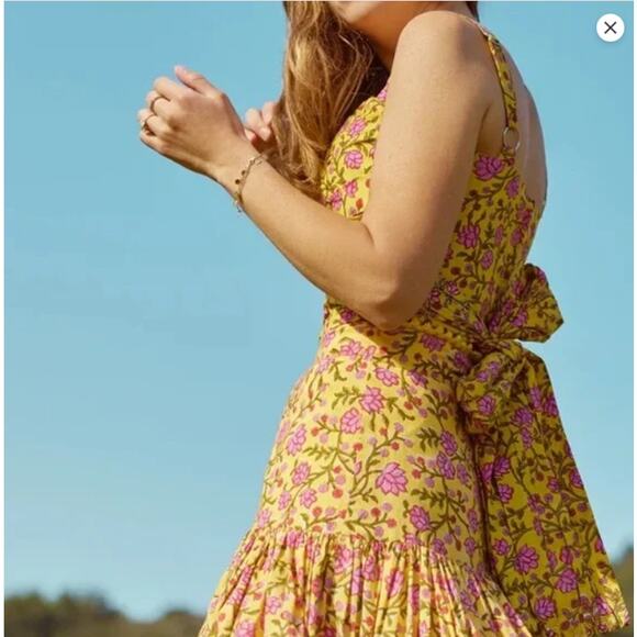 Eddy Yellow Pink Amber Fuschia Floral Carolyn Cross-Bust Top Size 4 NEW NWT - Picture 3 of 10